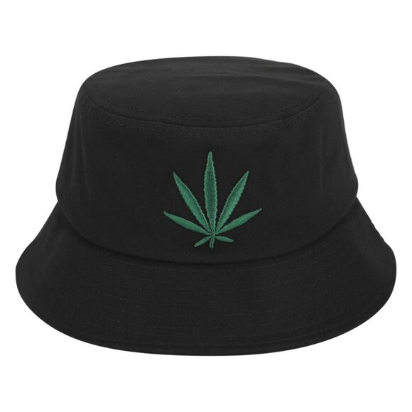 Leaf Embroidery Cotton Bucket Hat - Picture 1 of 3